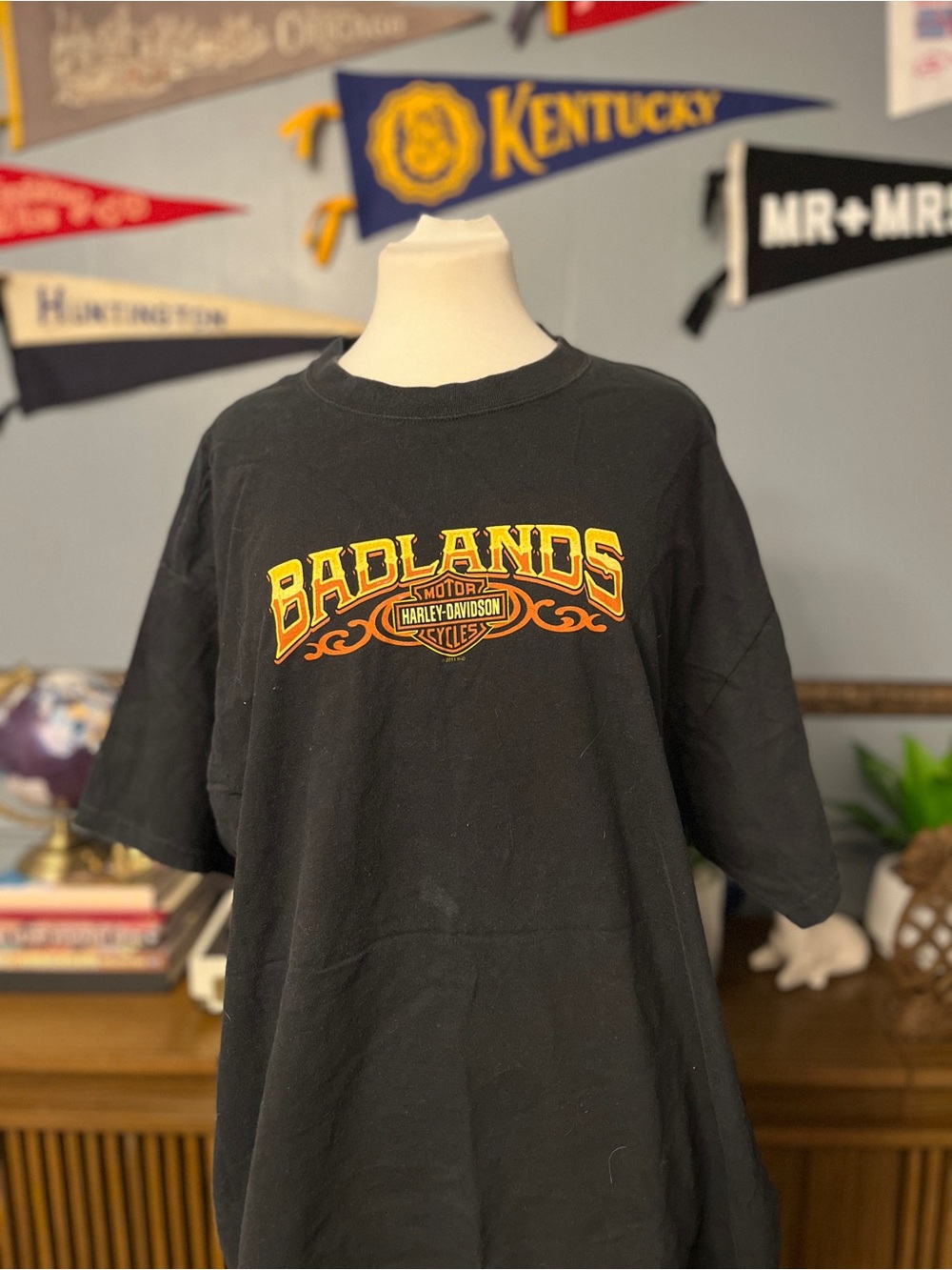 Harley-Davidson Black Tee with Yellow & Orange Badlands Logo